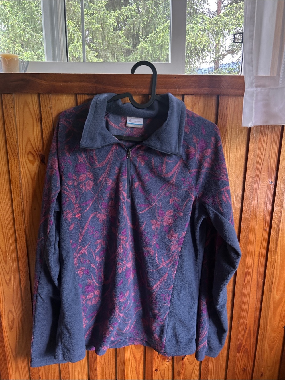 Columbia Navy Quarter-Zip Fleece with Magenta Floral Print